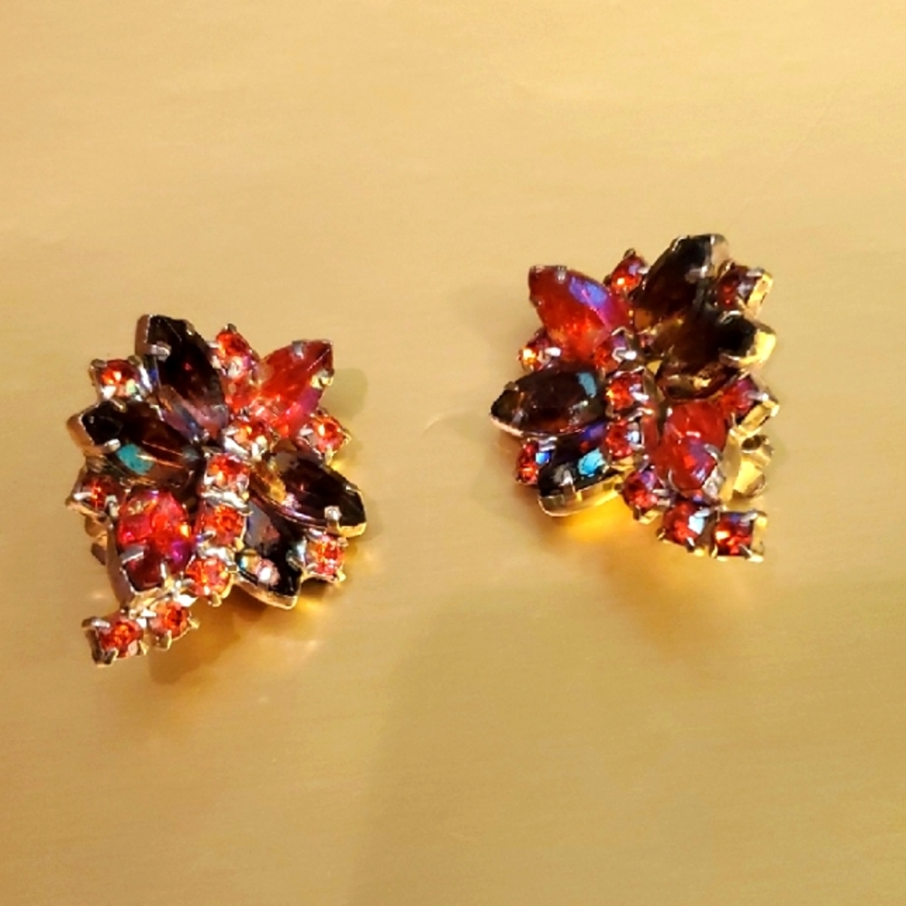 Vintage Elegant Multicolor Gemstone Earrings - Picture 4 of 6